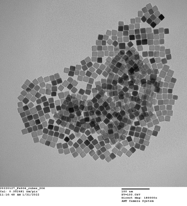 Island of iron oxide nanocubes