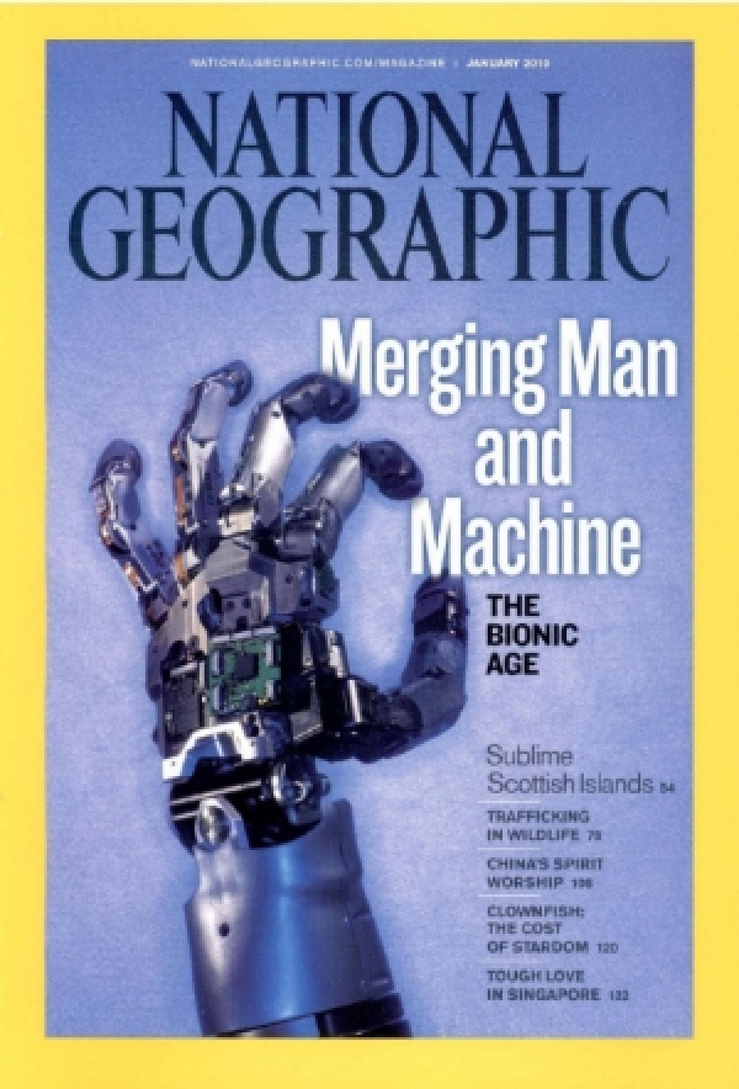 National Geographic cover showing a prosthetic hand