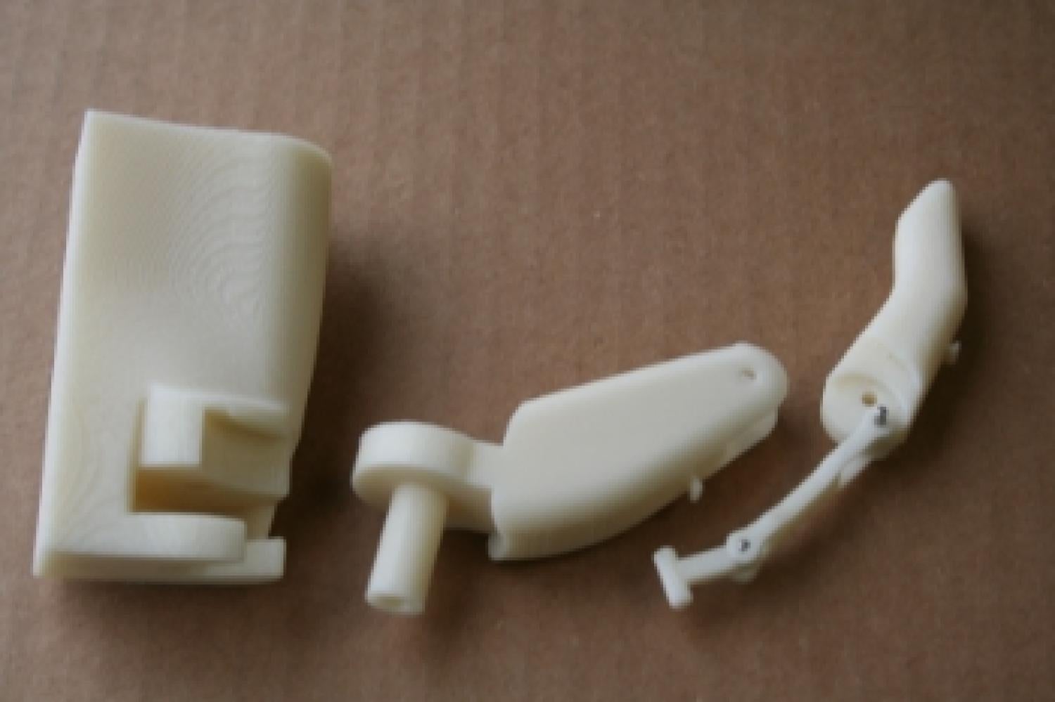 3D printed parts of a prosthetic thumb
