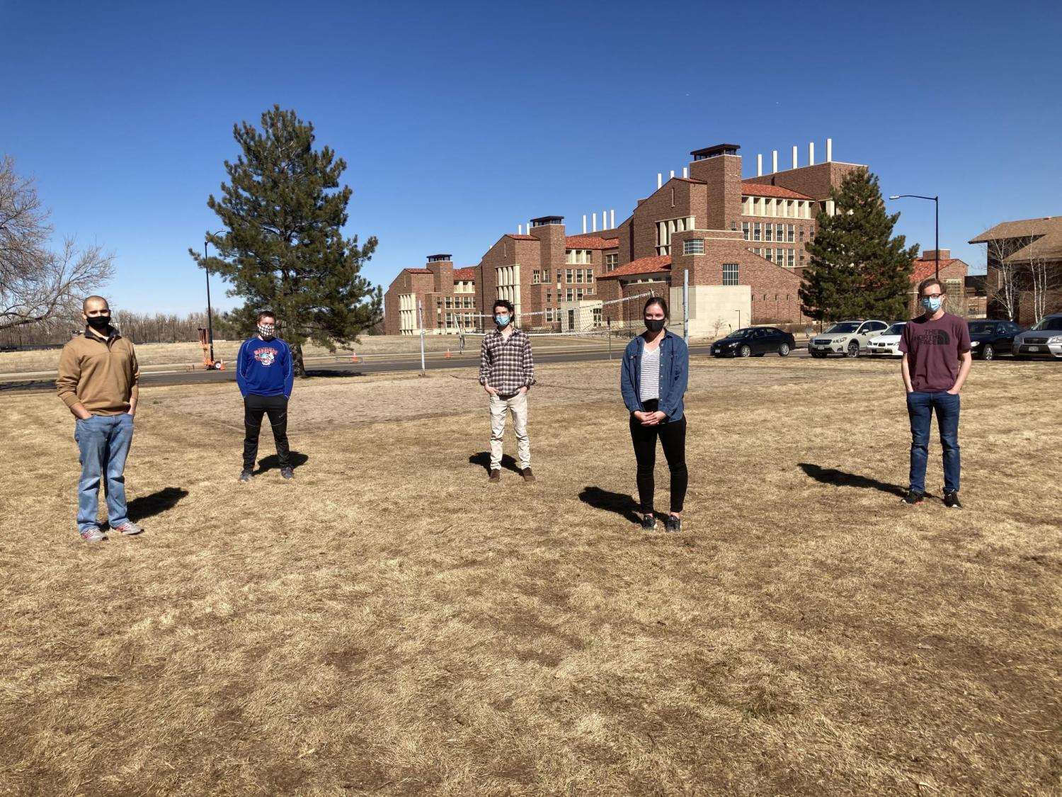 Socially distanced group photo, February 2021