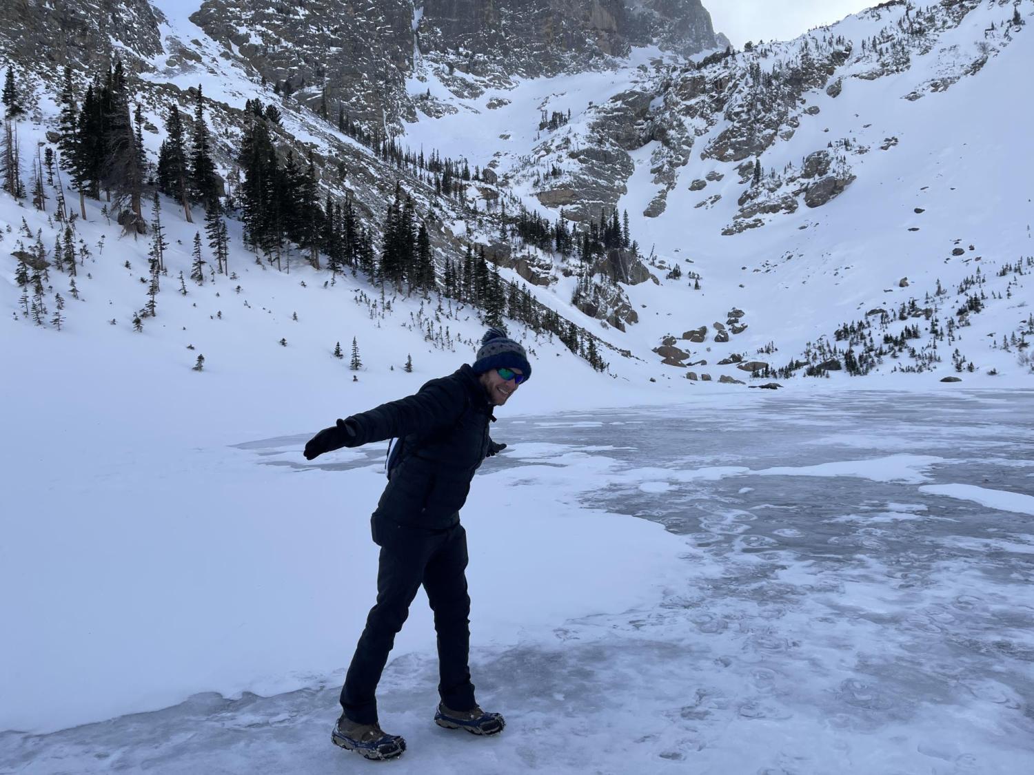 Emerald Lake Group Hike - Wyatt preparing for takeoff, January 2023