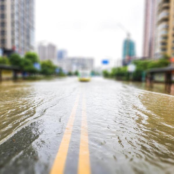 Flooded pavement