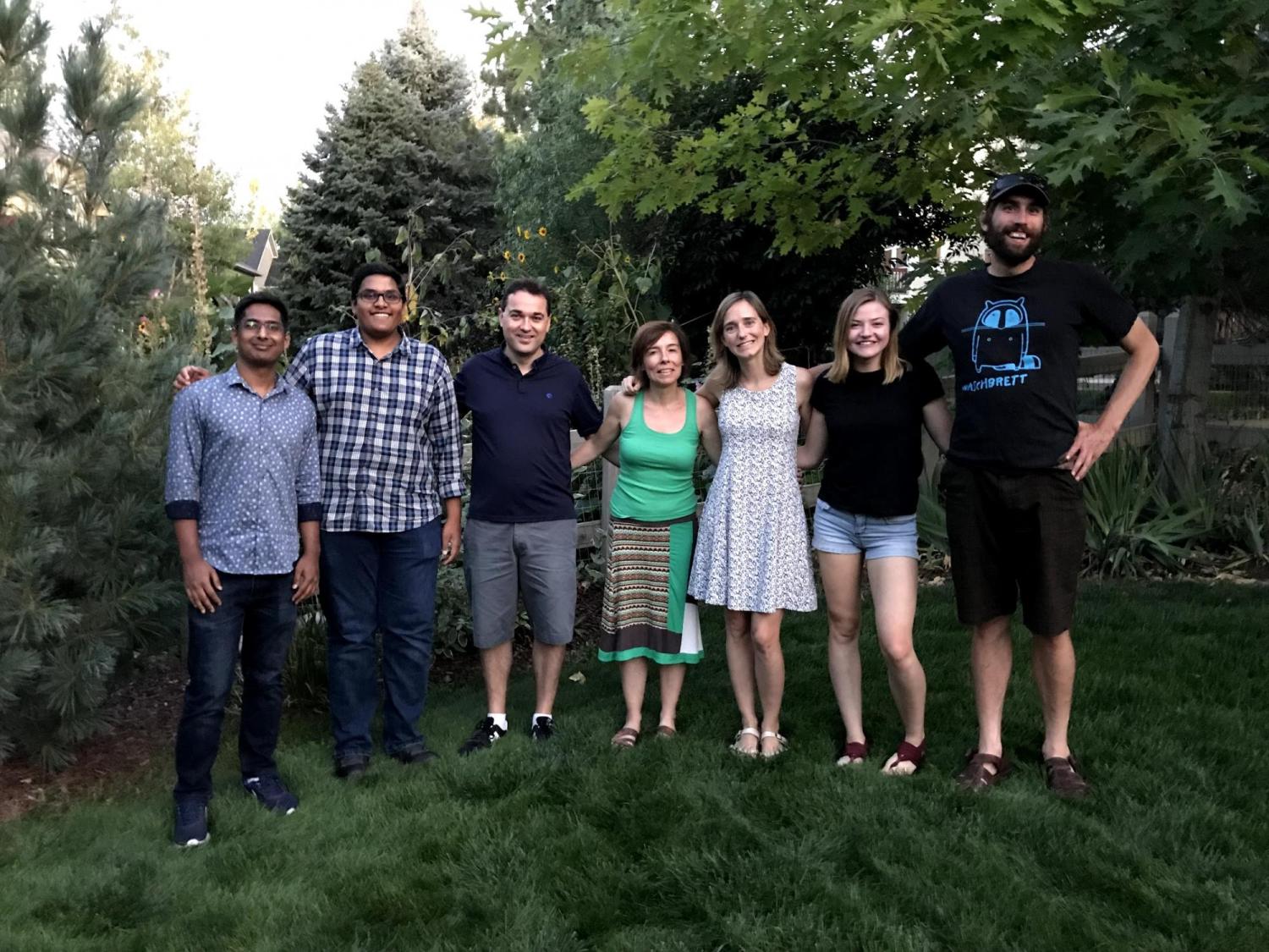 The research group in a barbecue