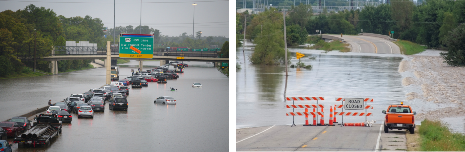 Flooded roads