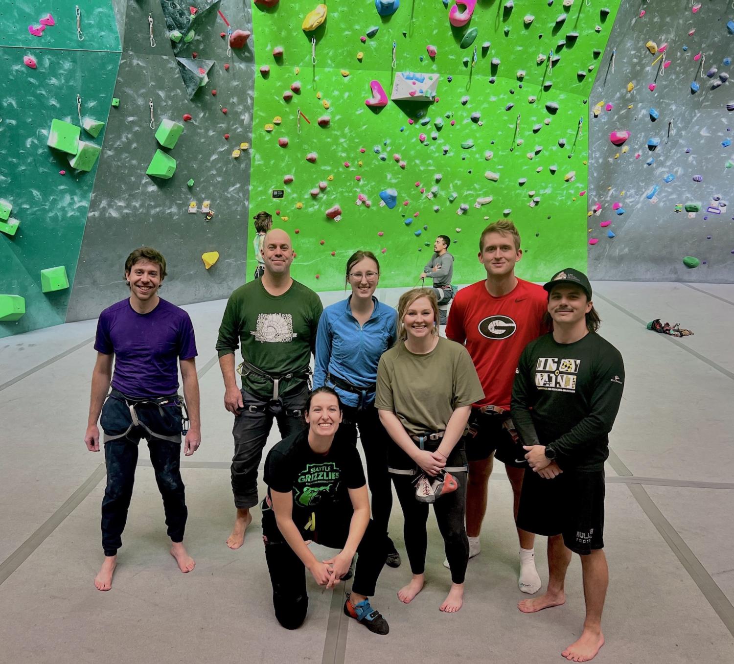 Part of Whitehead group climbing at The Spot