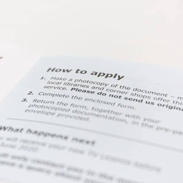 Documents on how to apply and fill forms