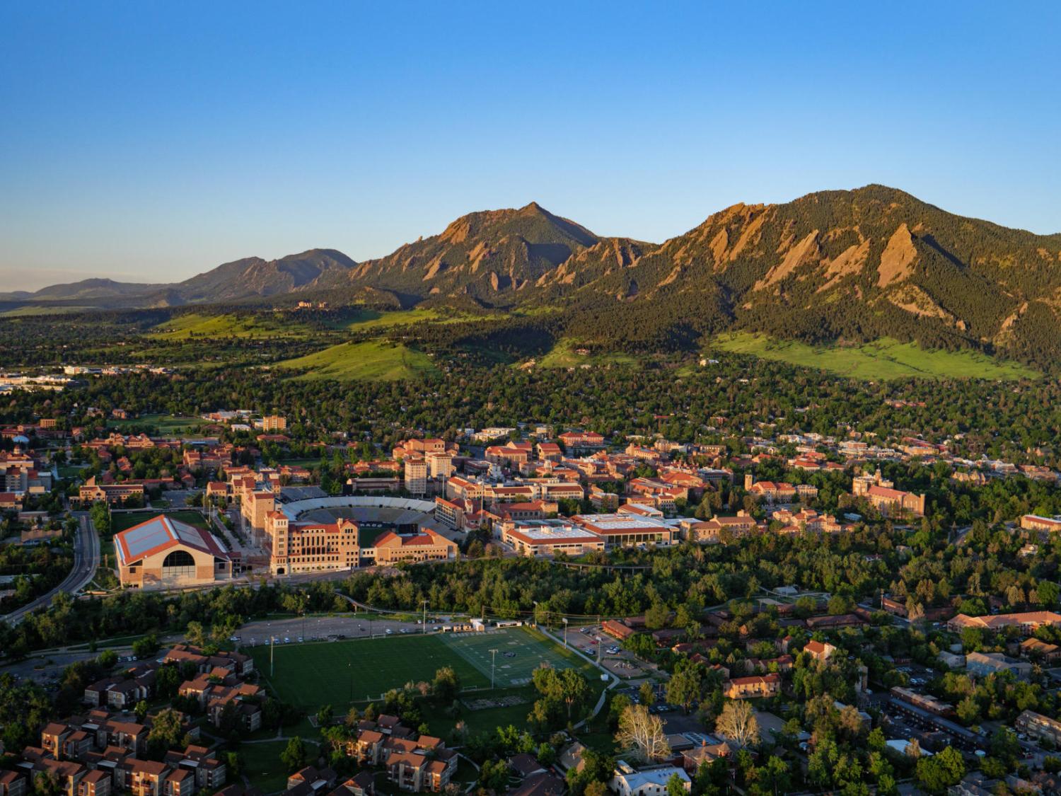 Aerial photo of CU Boulder campus