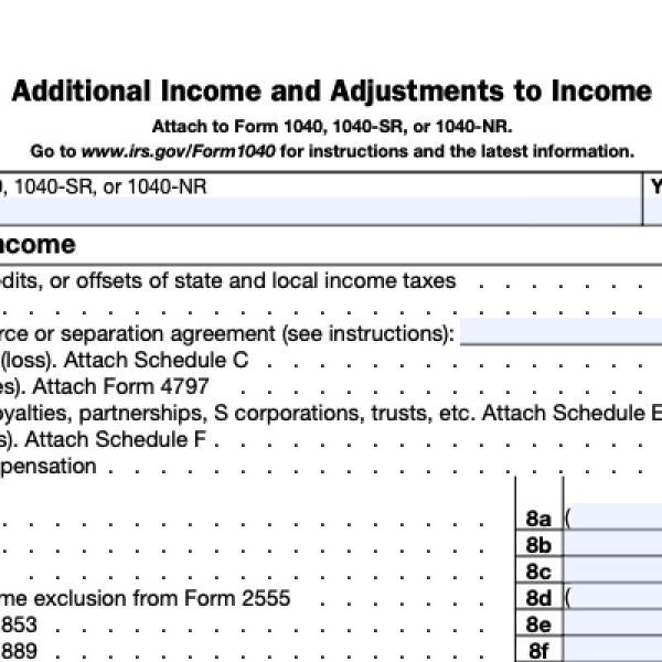 schedule 1 of 1040 tax form