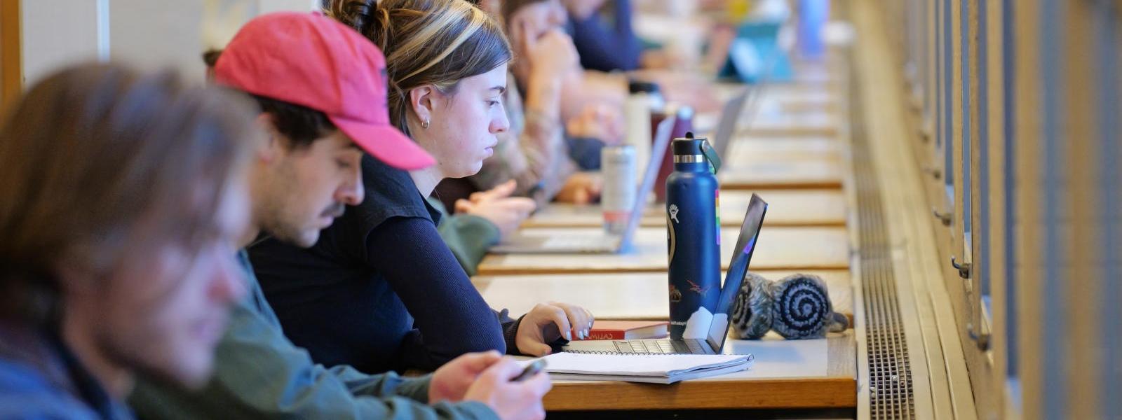 Students looking at computers