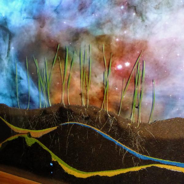 Close up colorful portion of one Jacob Lemanski's pieces