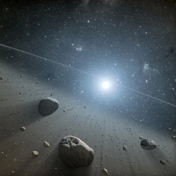 NASA illustration of the asteroid belt looking towards the sun