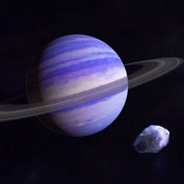 Exoplanet in a purple atmospheric color with some rings