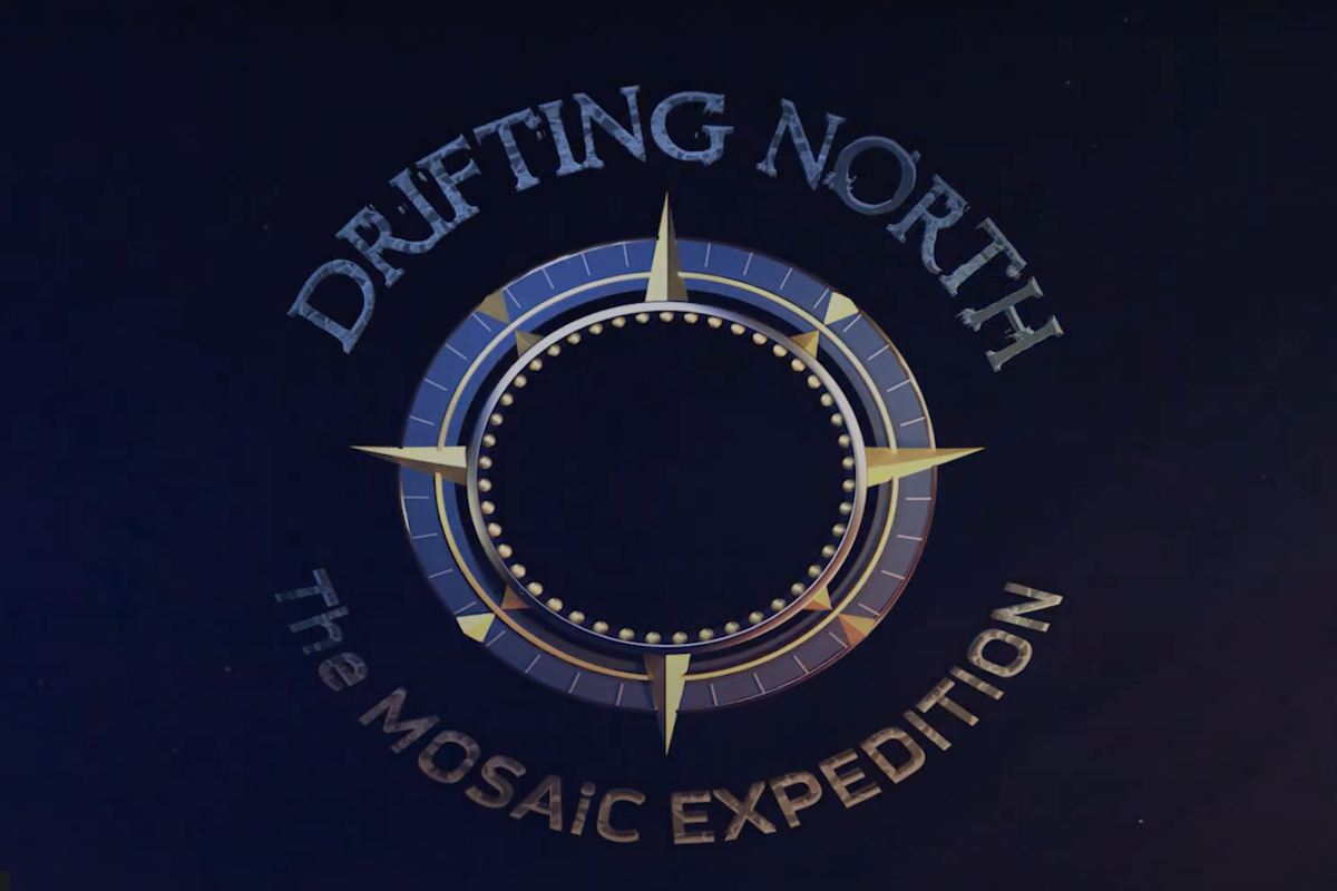Drifting north text logo with compass