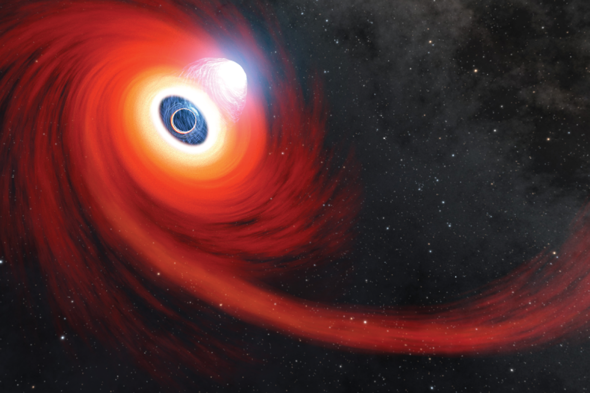 Artist illustration of a black holes with a jet