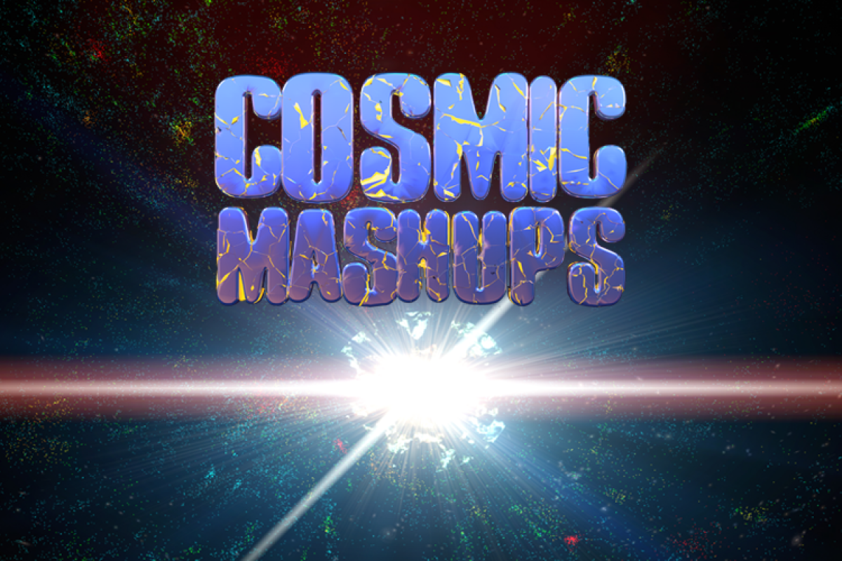 Quasar edge on graphic with Cosmic Mashups text