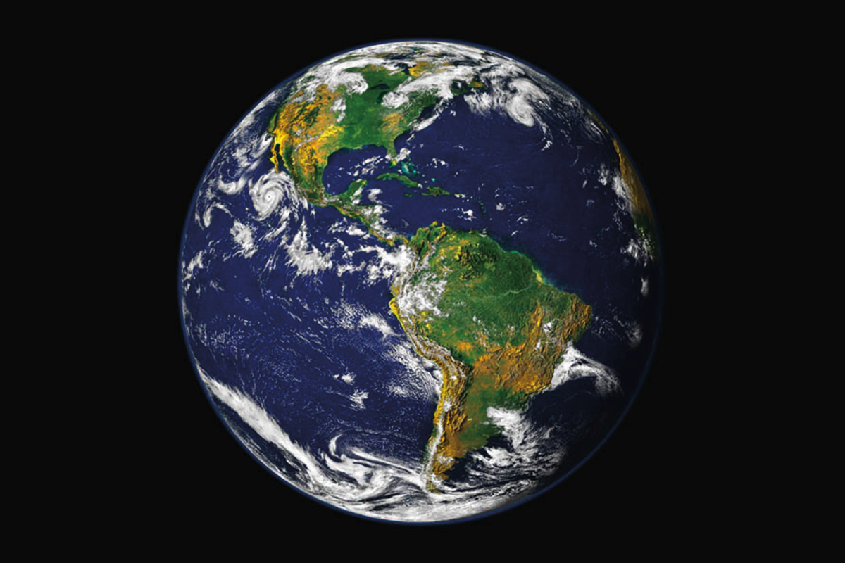 Colorized graphic of earth