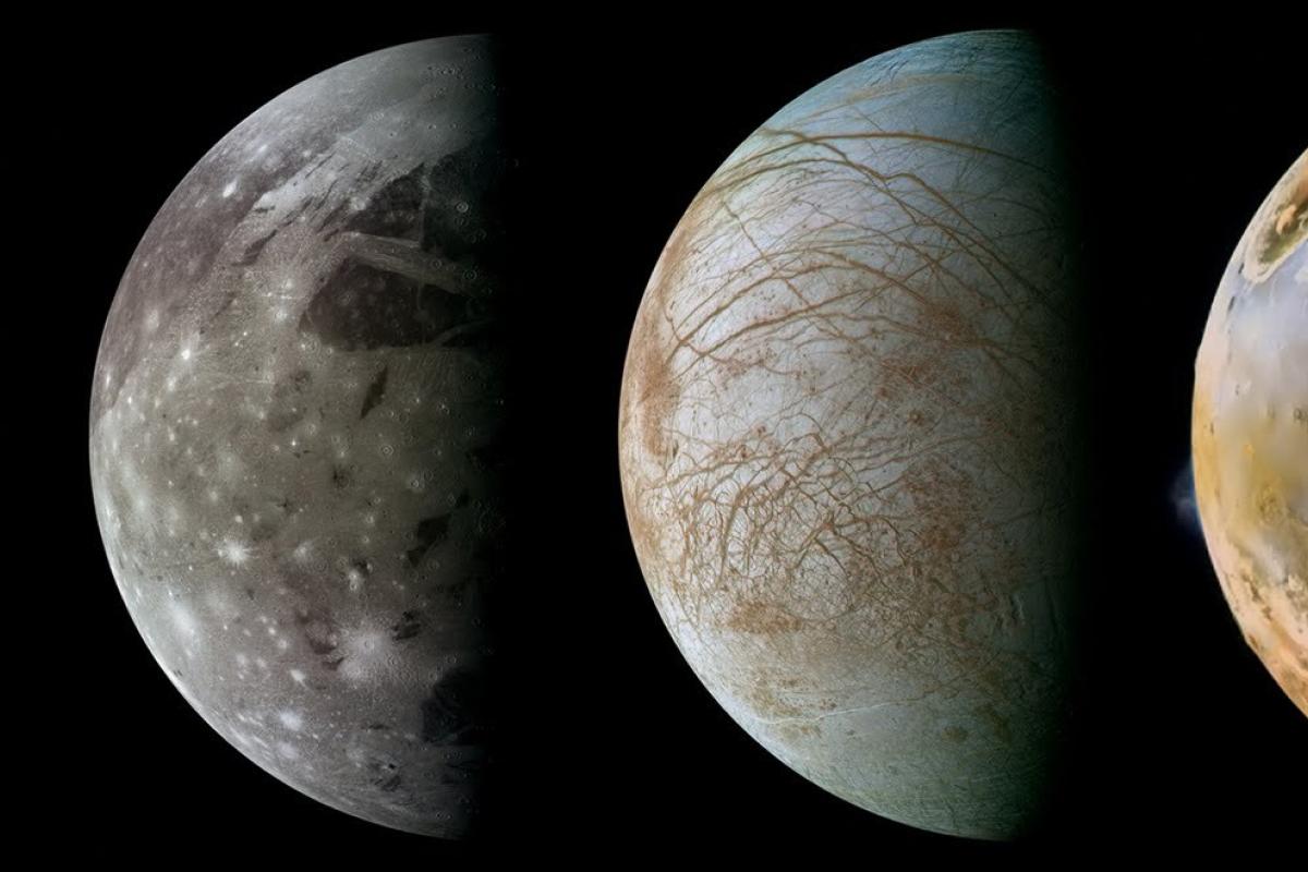 4 Galilean Moons left to right Callisto, Ganymede, Europa and Io