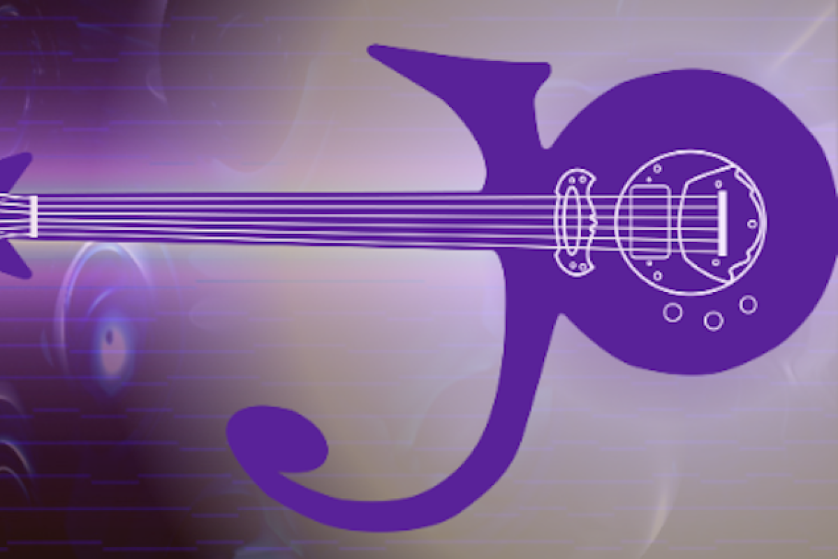 Artist drawing of purple guitar