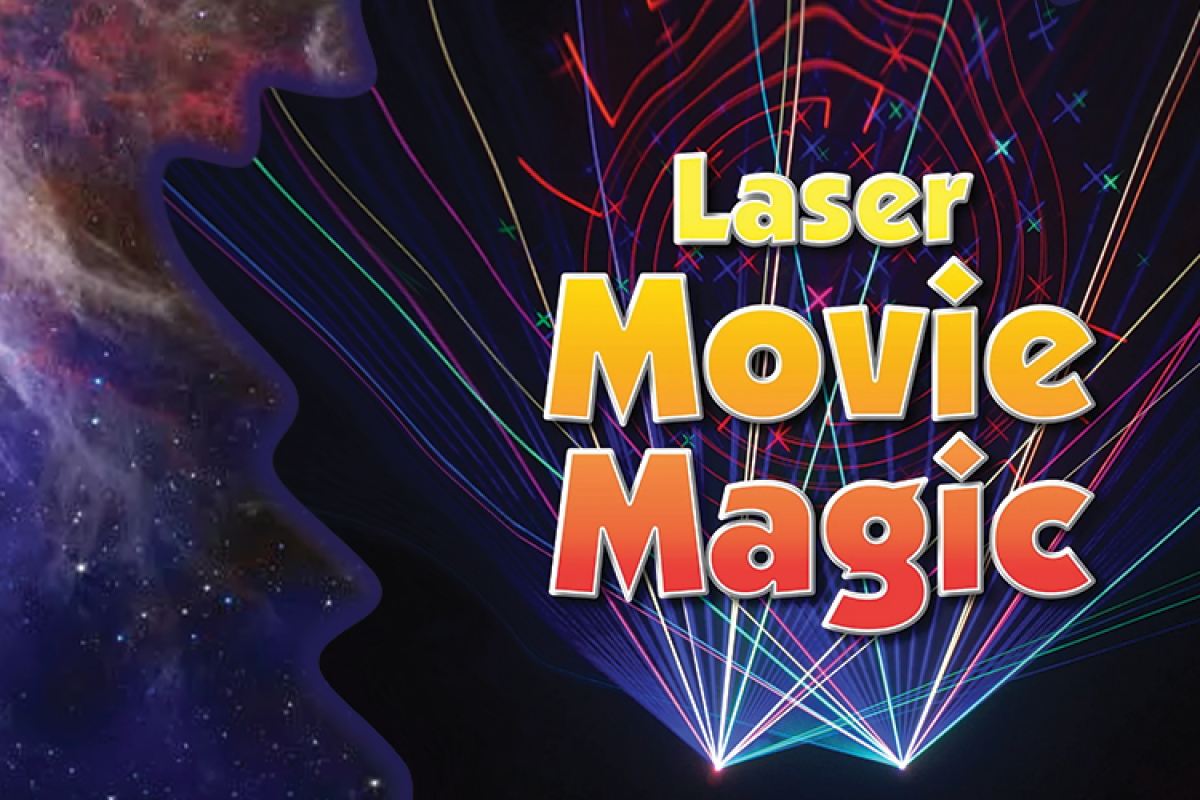 Nebula with text laser movie magic with lasers in the background