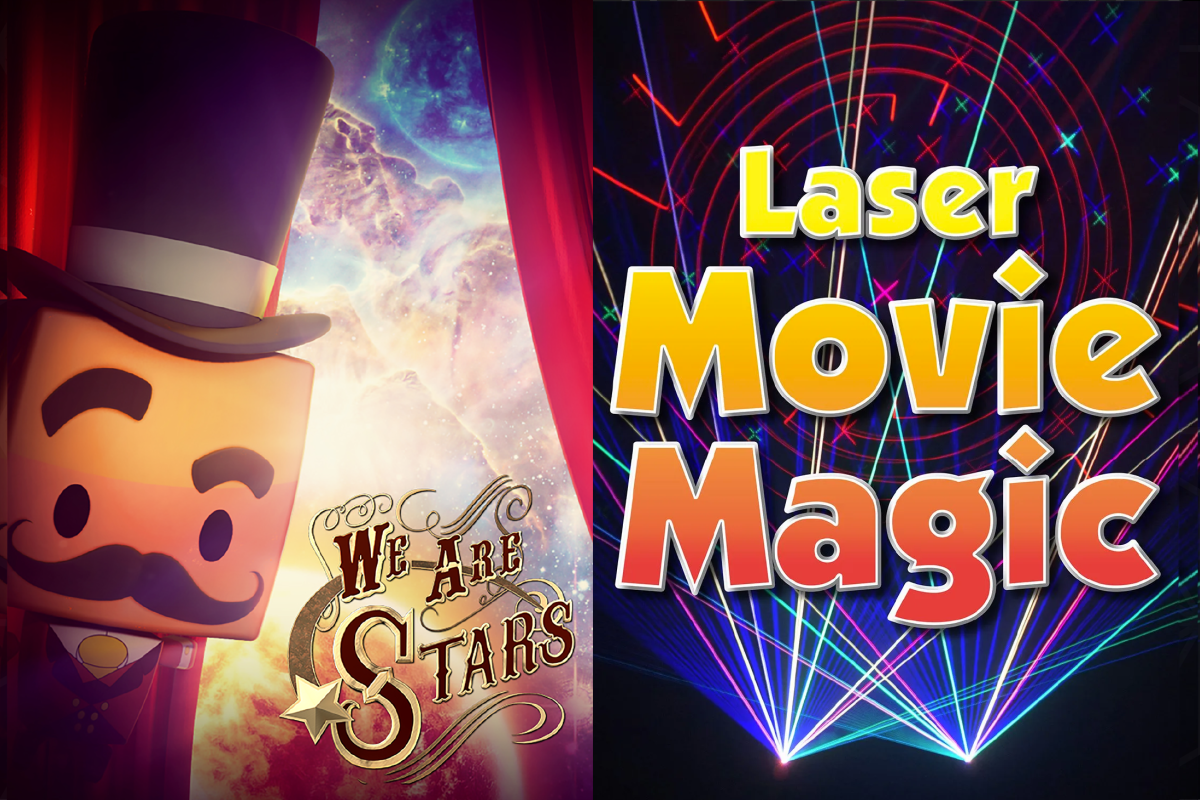 Posters from the films we are stars and graphic from laser movie magic with nebula and lasers