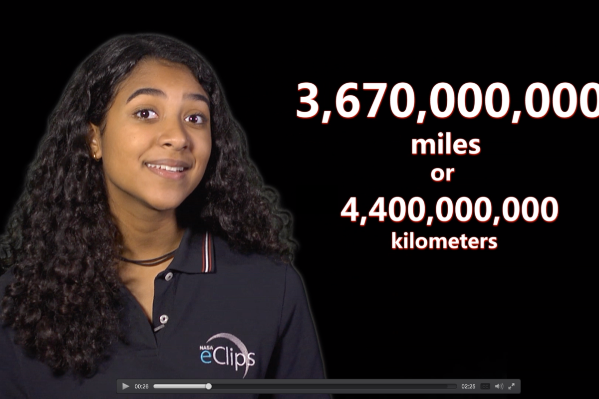 Photo of an engaging presenter with 3670000000miles text