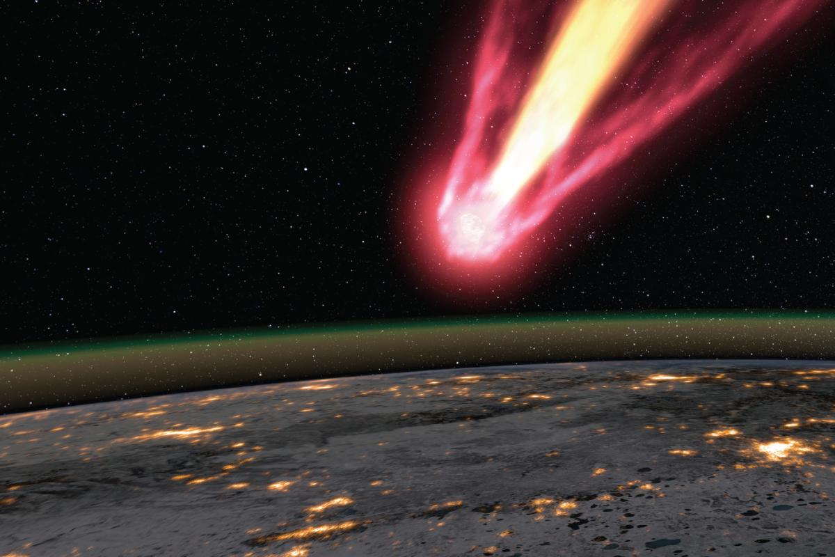 Still image from film of a comet coming into earth's atmosphere