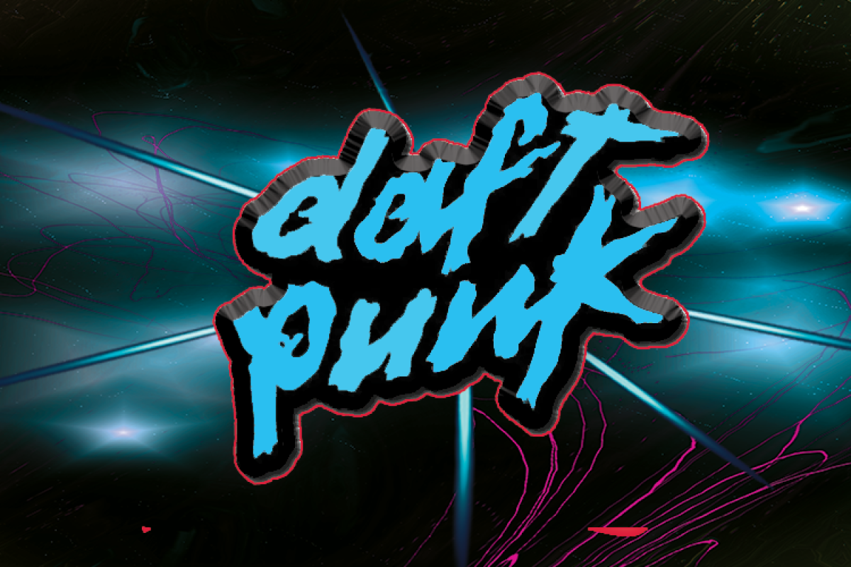 Text daft punk with design and lasers
