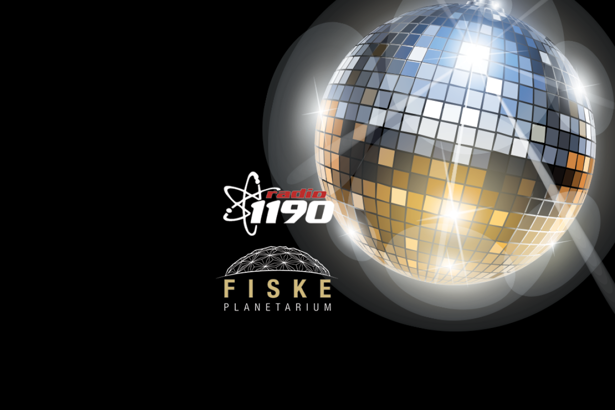 Disco ball with Radio 1190 and Fiske logos
