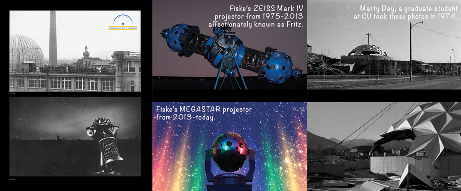 Series of photos, left to right, opening of Deutsches Museum in Munich, Germany, Photos of projects at Fiske, and photos of Fiske under construction