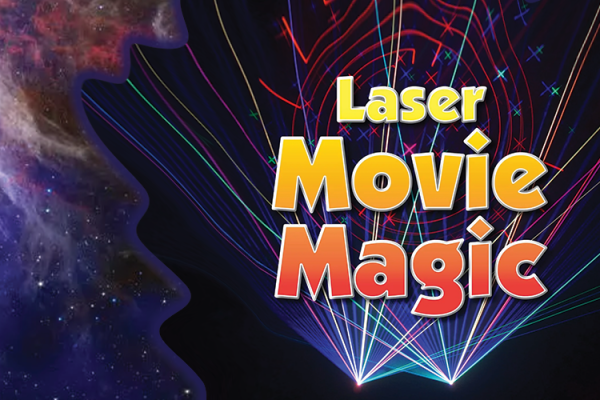 Text Laser Movie magic with laser strobes behind text