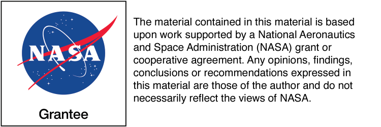 NASA Grantee logo with disclaimer