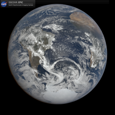 Photo from NASA's DSCOVR EPIC Camera of earth at perihelion on January 2 2023 one year ago. Southern hemisphere is in view with south america to the left and africa to the right.