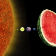 Graphic of fruit representing the inner planets of the solar system