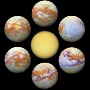 Seven photos of Titan from the Cassini-Huygens spacecraft