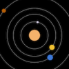Screenshot of homepage of app showing orbits of planets in the inner solar system