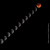 Photos in sequence of the partial phases leading to the total lunar eclipse phase