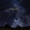 Graphic from Sky Safari showing the perseid meteor shower in the northeastern sky