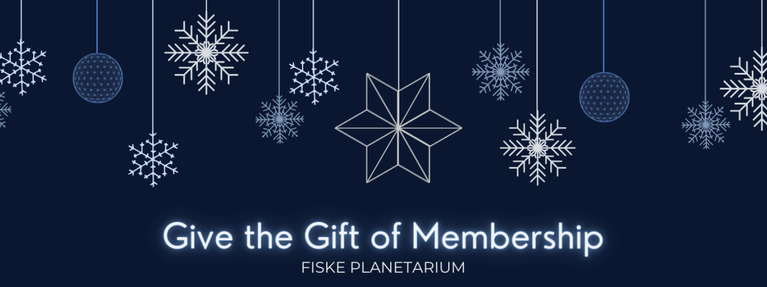 Snowflakes against navy background with text give the gift of membership