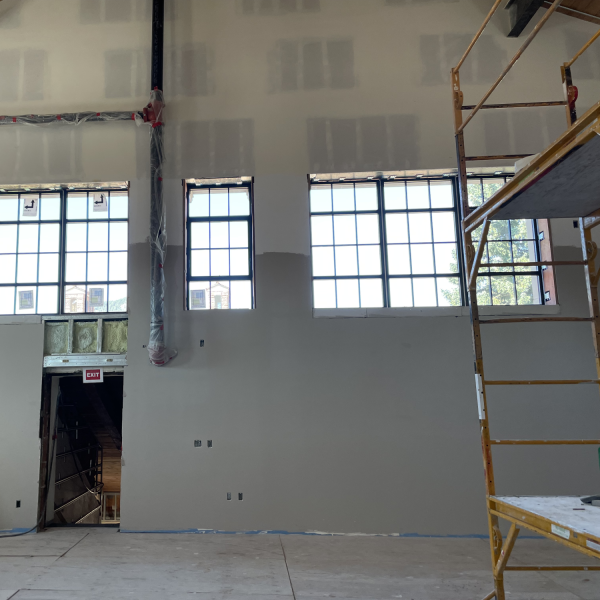 new windows from inside Hellems during renovation