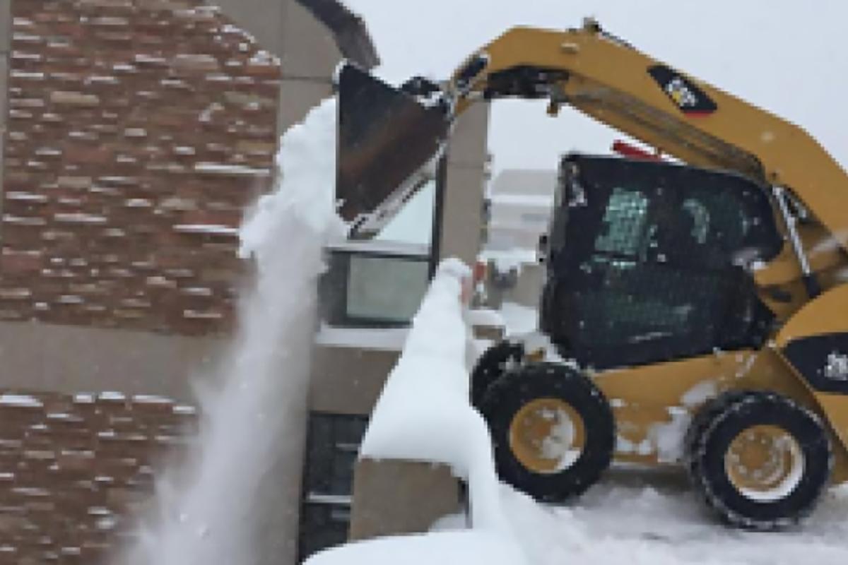 Snow plow on the Regent Parking Garage
