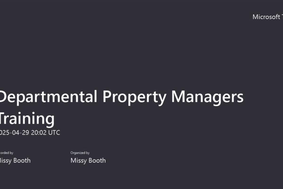 Departmental Property Managers Training - April 2025