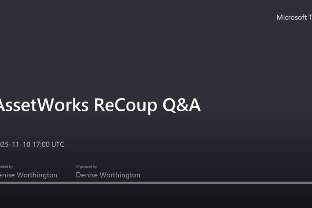 AssetWorks Recoup Q&A Meeting screenshot