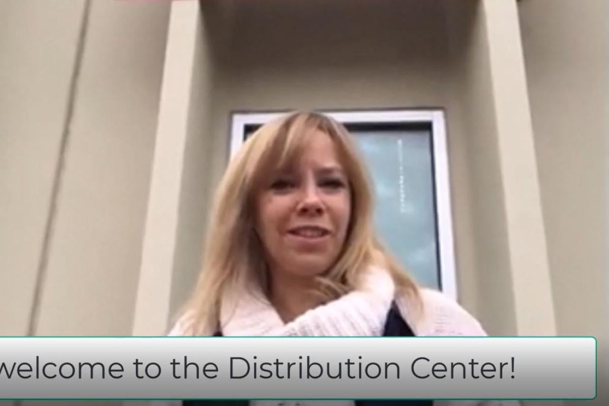 Shawna welcoming you to the Distribution Center.