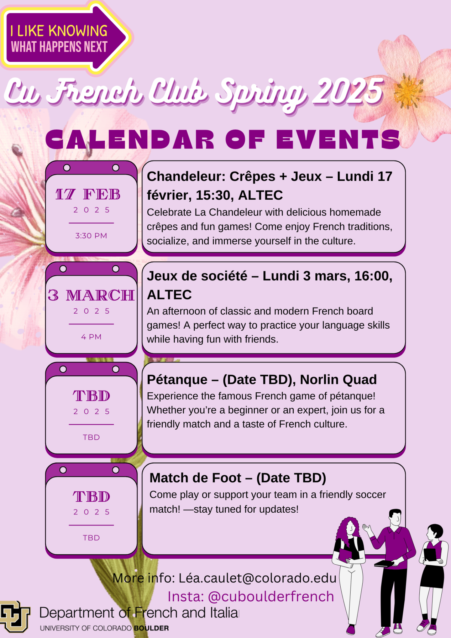 CU French Spring 2025 Calendar