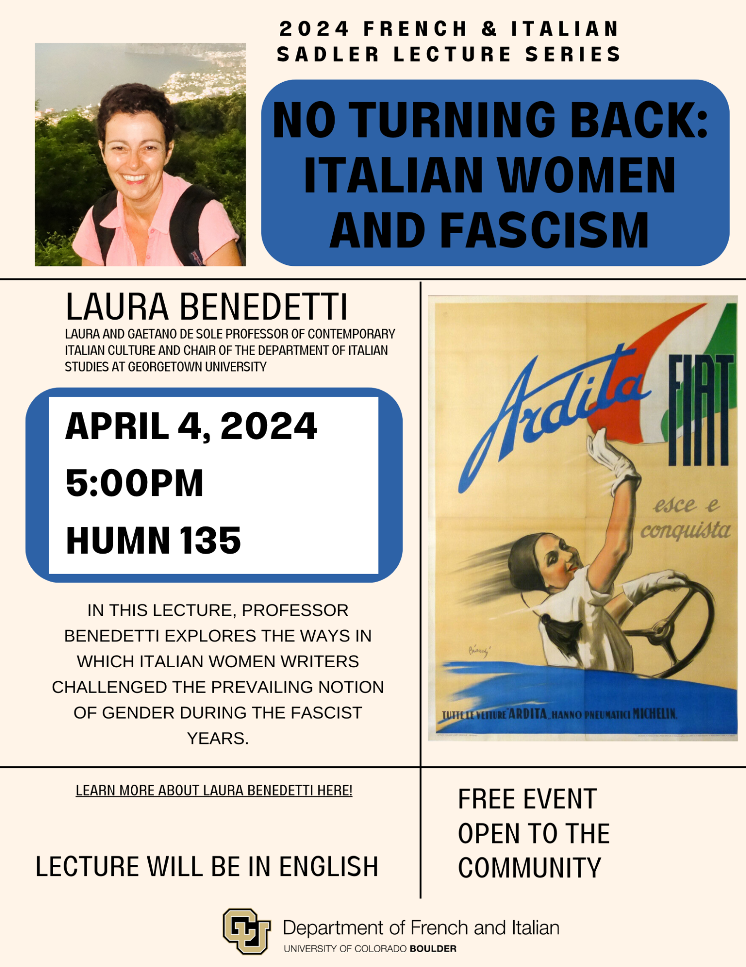 Sadler Lecture Series flier