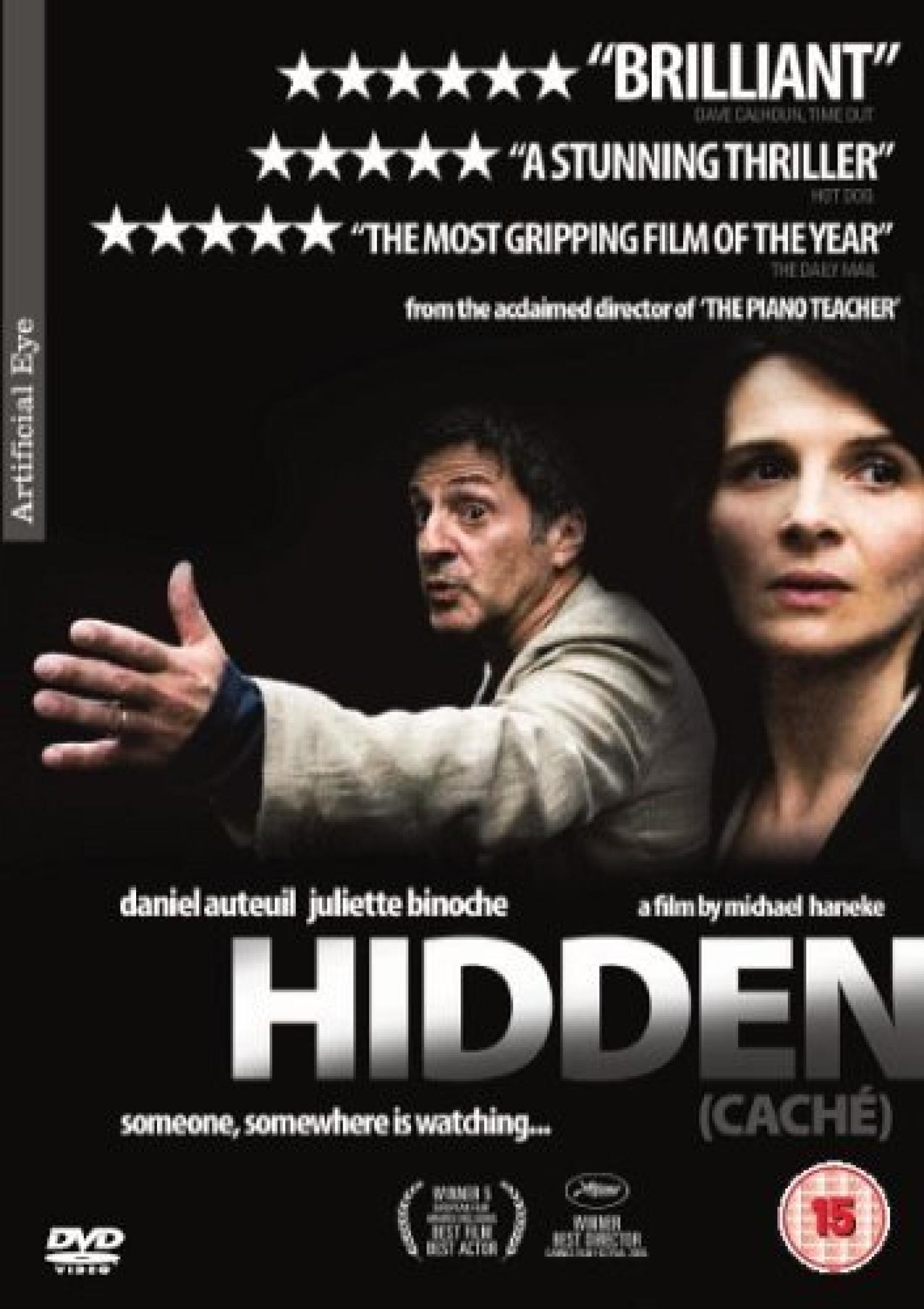 image of Daniel Auteuil and Juliette Binoche (actors) on the movie cover