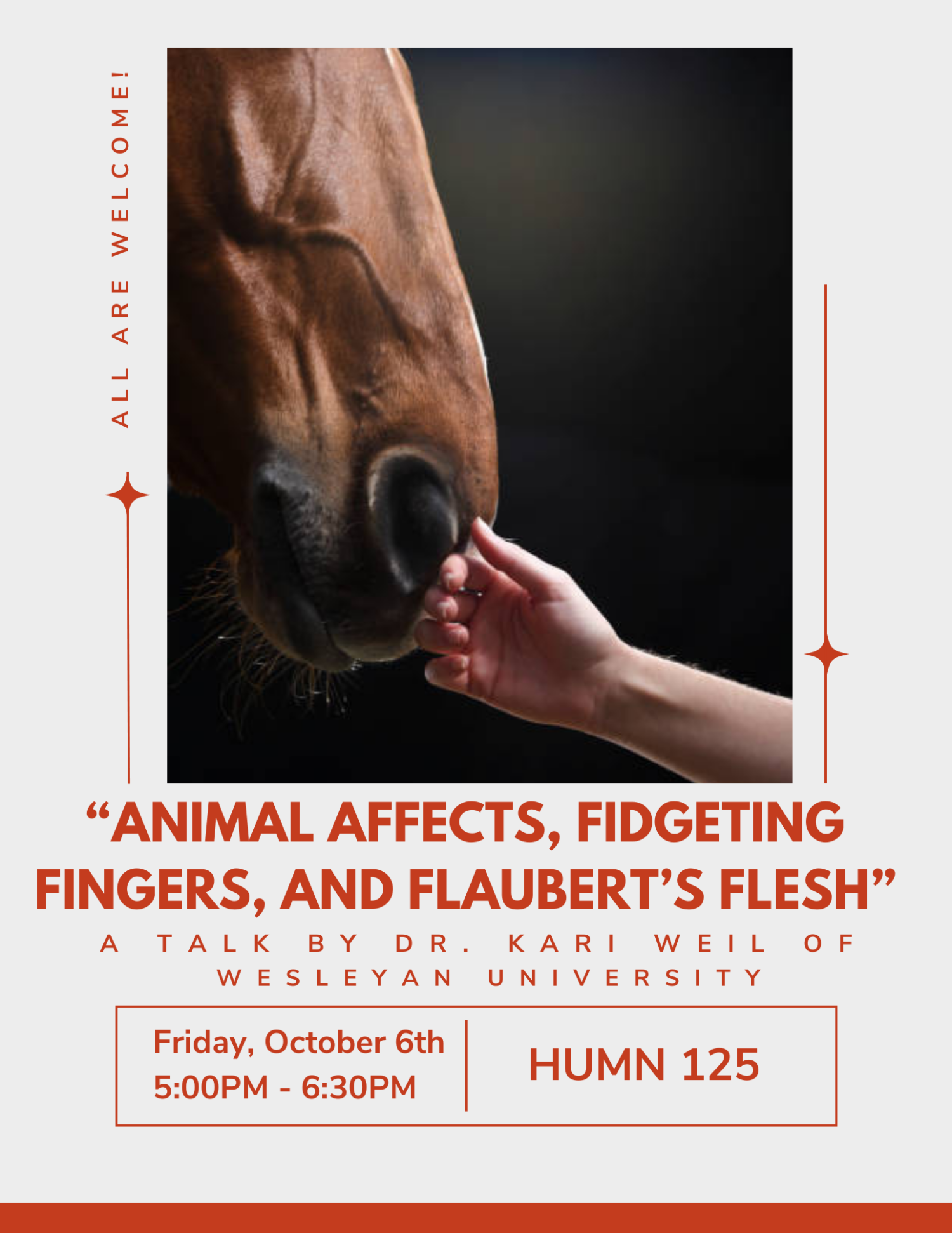 A flyer sharing information on talk given by Dr. Kari Weil