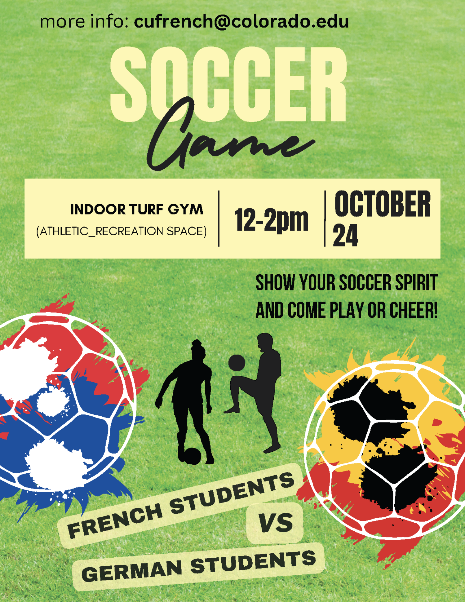 A flyer sharing information on Match de Foot