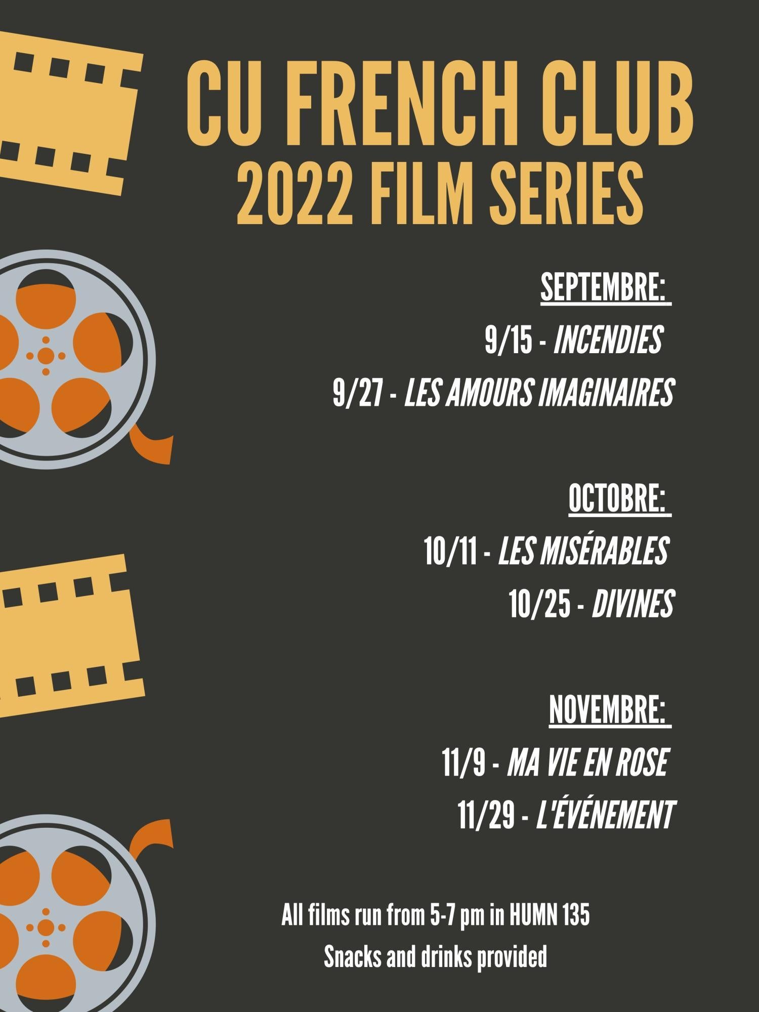CU French Club 2022 Film Series