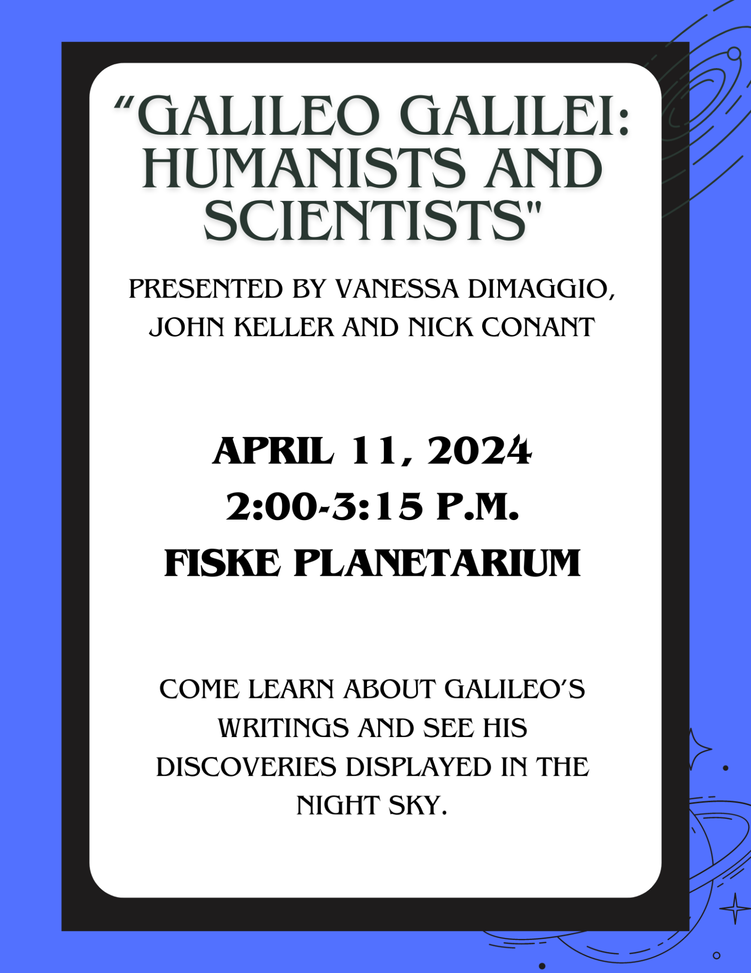 Flyer with the information listed above